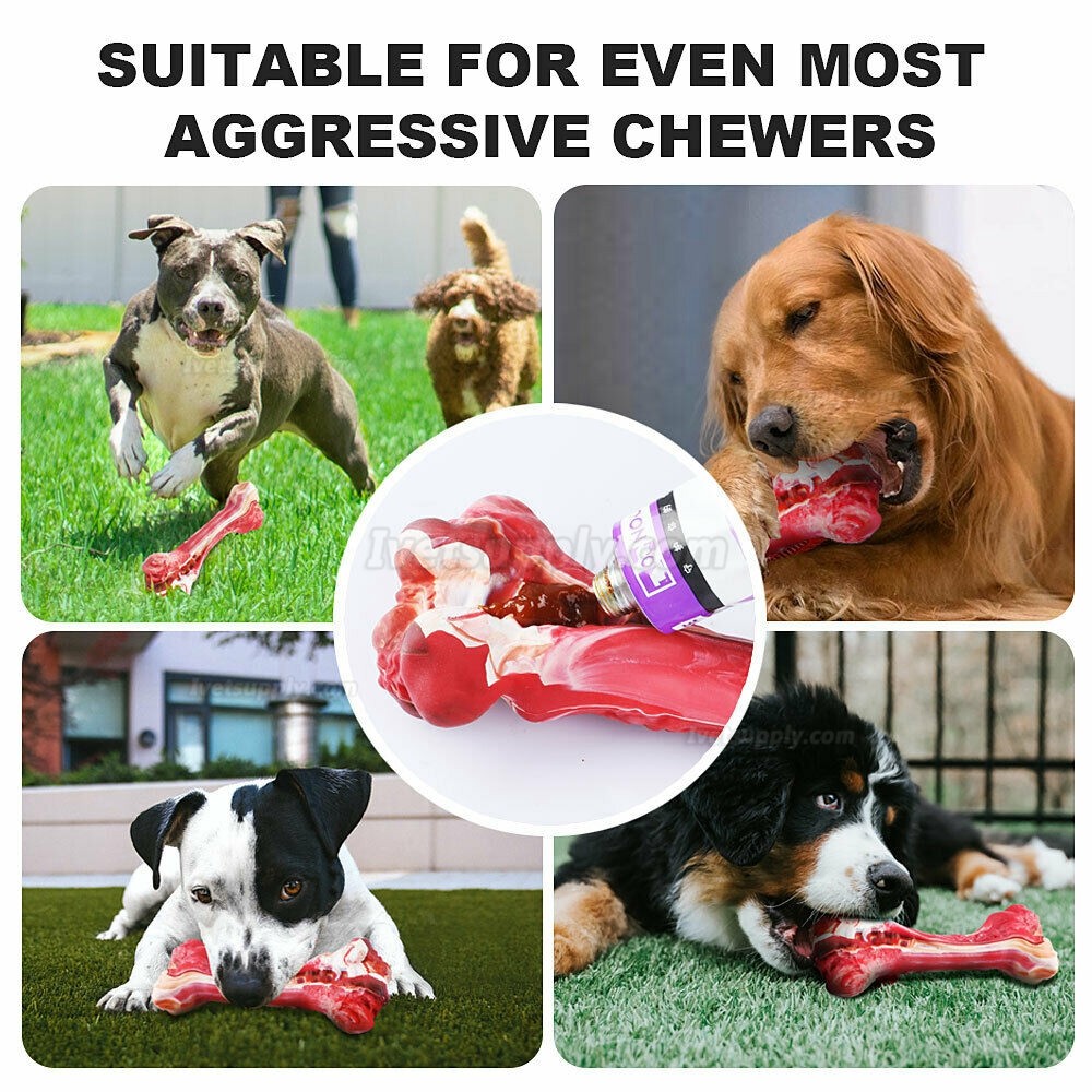 Pet Dogs Chew Toys for Aggressive Chewers Indestructible Rubber Leg Bone